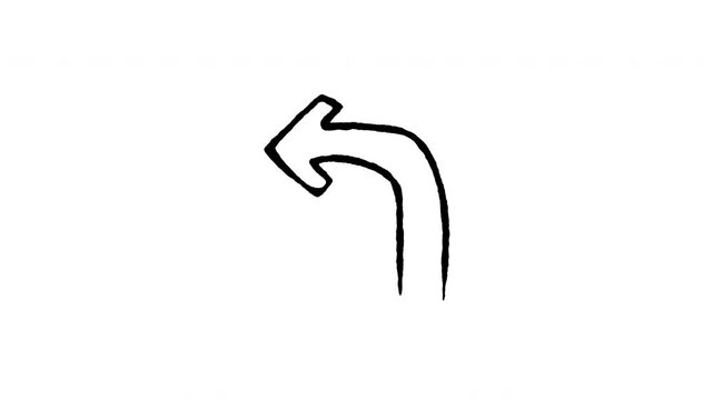 Animated doodle icon of a curved arrow indicating a left turn direction.