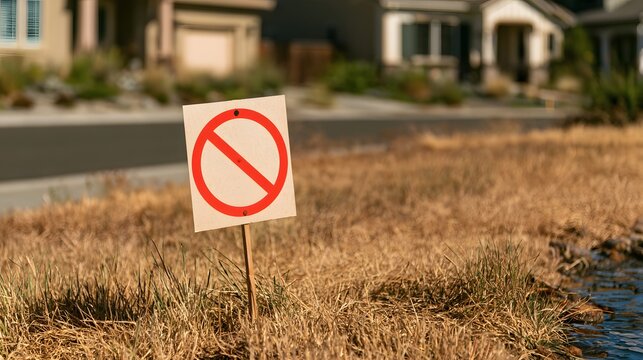 Prohibition sign on lawn