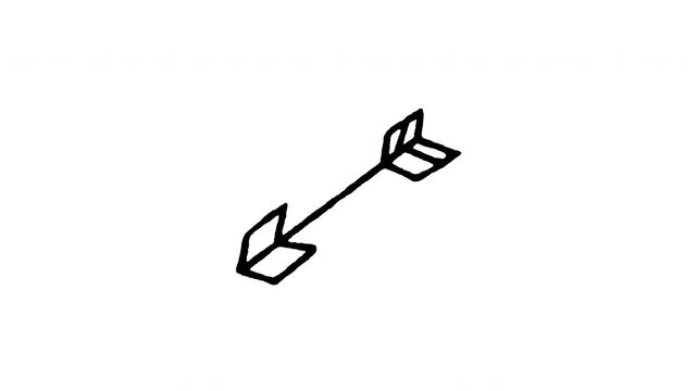 Animated doodle icon of a classic archery bow arrow pointing diagonally.
