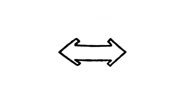 Animated doodle icon of a double ended horizontal arrow for width and exchange.