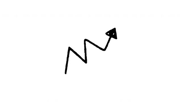 Animated doodle icon of a jagged zigzag arrow moving upward right.