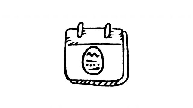 Animated doodle icon of a calendar page with an egg marking Easter Sunday date.