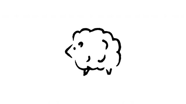 Animated doodle icon of a cute fluffy little lamb animal for Easter and spring.