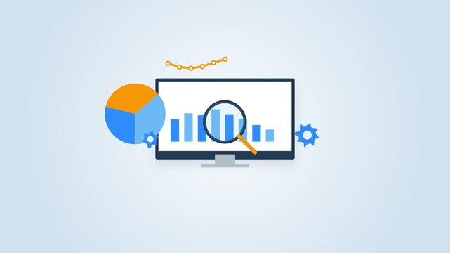 Flat vector business data analytics and financial dashboard animation