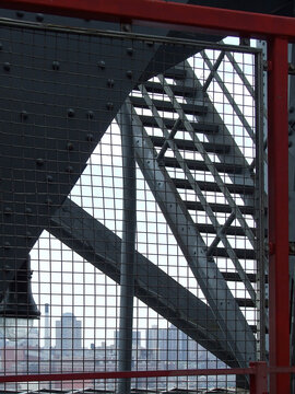 NYC Williamsburg Bridge Fence Stairs Lamp 2009