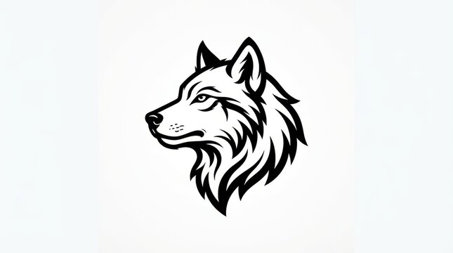 Black and white wolf head vector illustration