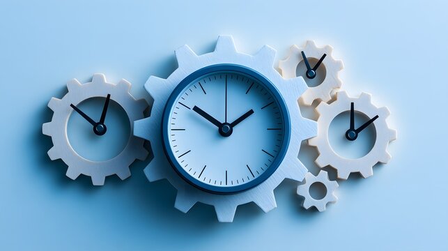 Clock gears on blue background