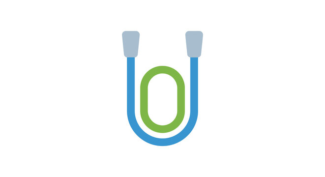 U shaped cable with connectors flat vector illustration on a white background
