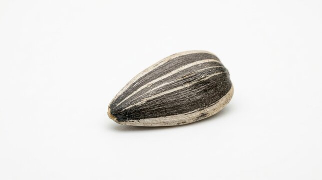 Single sunflower seed with black and white stripes