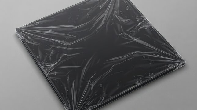 Shrink wrap plastic film covering a flat surface