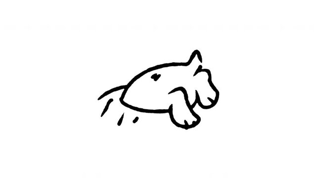 Animated doodle icon of a groundhog digging a burrow hole in the dirt ground.