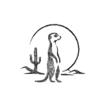 Sketch monochrome meerkat logo design