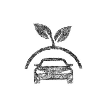 Monochrome sketch electric vehicle manufacturing company logo design
