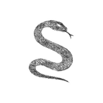 Sketch black and white snake logo design