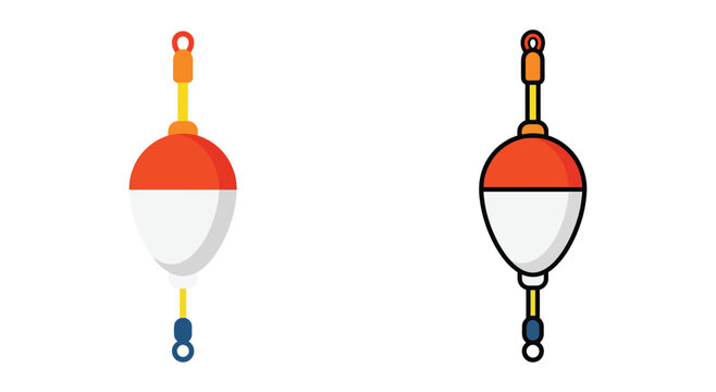 Fishing float with orange and white coloring is a vector illustration