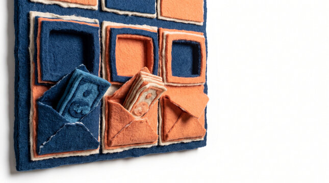 Calendar with budget reminders in colorful felt pockets  