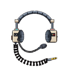 Retro Language Lab Headphone with Boom Mic 16-Bit Pixel Art Loop © Teranilus