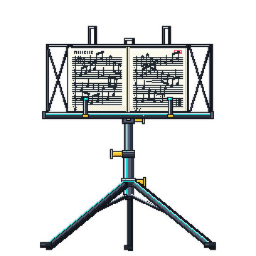 Metal Music Stand with Sheet Music Notation 16-Bit Retro Pixel Art Loop