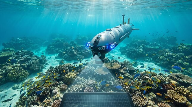 Autonomous underwater robot mapping a vibrant coral reef ecosystem