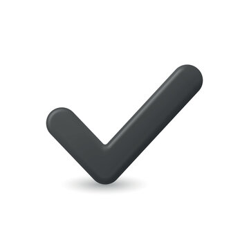 Black Check Mark, Vector Illustration. 3d Check Mark with Rounded Shape. Check Mark Isolated for Approval, Confirmation, Success, Correct Answer, Verification, Checklist, Completed Task, Status