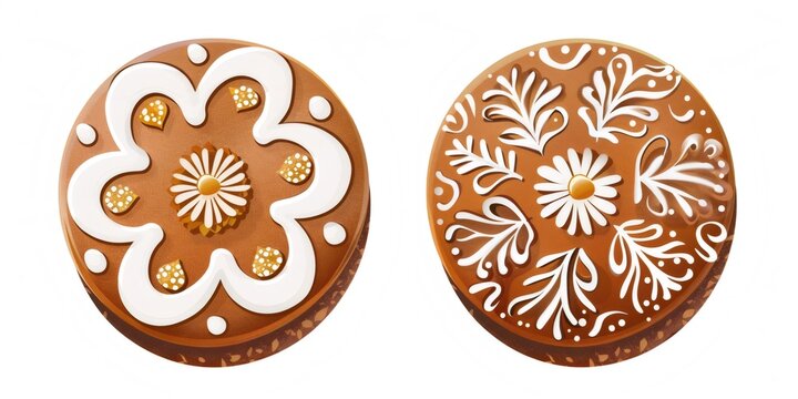 Traditional tula gingerbread cookies with floral icing design