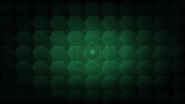Abstract Green Hexagonal Technology Background with Glowing Digital Pattern