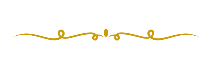 Elegant golden ornamental flourish divider with center accents © Pixrow