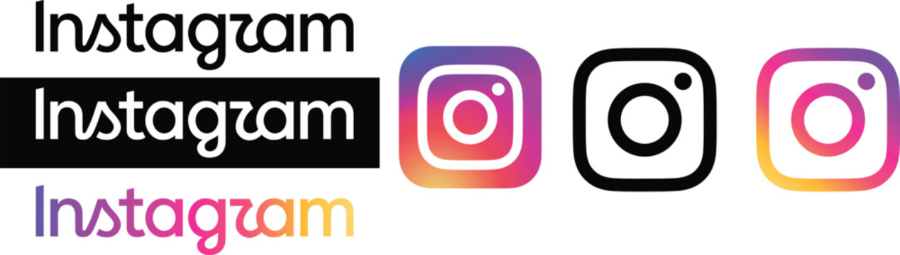 The new and updated Instagram logo for 2026, featuring a modern vector-style typeface with a colorful gradient, alongside black and white versions.
