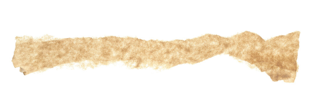 Ripped and peeled brown cardboard, banner strip isolated on white background