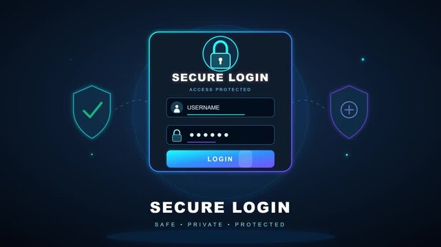 Secure Login Cybersecurity Authentication Technology Background Animation