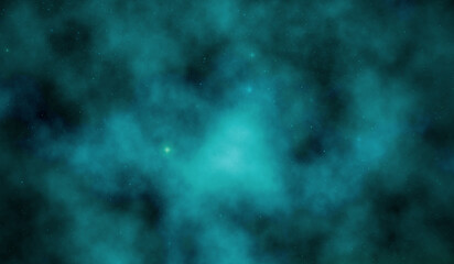 Abstract Turquoise Space Nebula Background for Modern Banner and Sci-Fi Poster Design © amajd