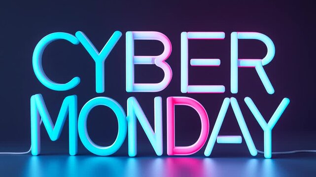Banner poster card Cyber Monday Neon Sale Sign Percentage Discount offer promotion AI Generative