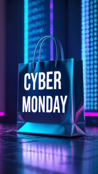 Banner poster card Cyber Monday Neon Sale Sign Percentage Discount offer promotion AI Generative