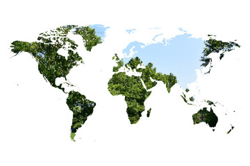 Green World Map Silhouette with Nature Texture and Environmental Concept © Yunvi