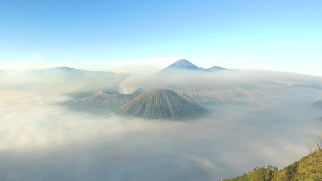 Mount Bromo Volcano Complex Above Sea of Clouds at Sunrise, East Java, Indonesia in Mount Bromo, East Java, Indonesia