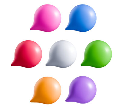 Round speech bubble icons in various colors isolated
