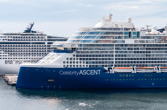 Naples, Italy - September 17, 2026: Luxury cruise ship Celebrity Ascent of the company Celebrity Cruises moored at the port of Naples, Italy
