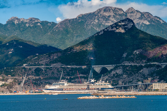 Salerno, Italy - September 17, 2026: Luxury cruise ship Celebrity Constellation of the company Celebrity Cruises moored at the port of Salerno, Italy