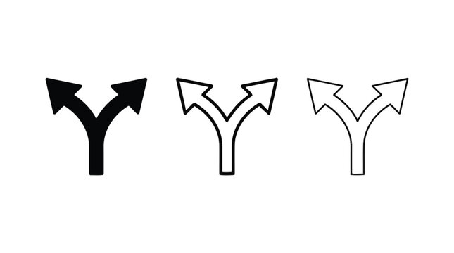 Multiple directional split arrows featuring sleek black and white outlines against a bright background
