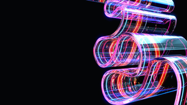 Machine learning  large language models. Digital wave on black  background with copy space. Collect data. AI - artificial intelligence. Big Data concept. LLM
