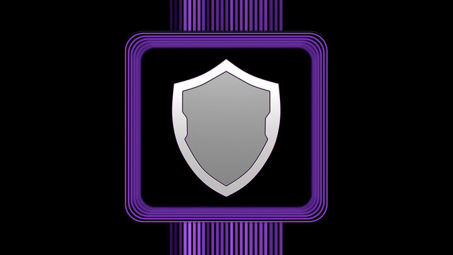 Empty shield icon on digital background. Data connection. VPN concept. 