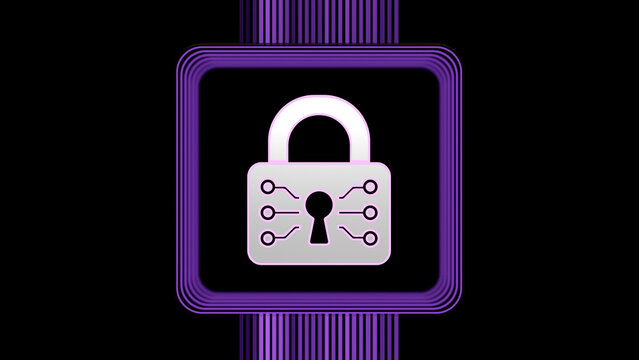 Lock symbol. Cybersecurity, network security. Lock icon on digital background. Data connection. 