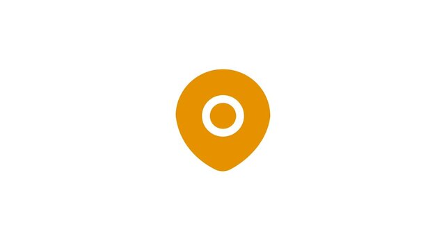 Bright orange map pin icon with white circular center