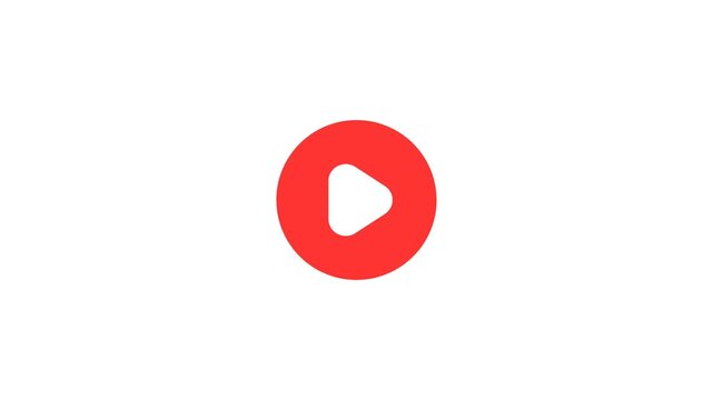 Bright red circular play button icon for digital video streaming