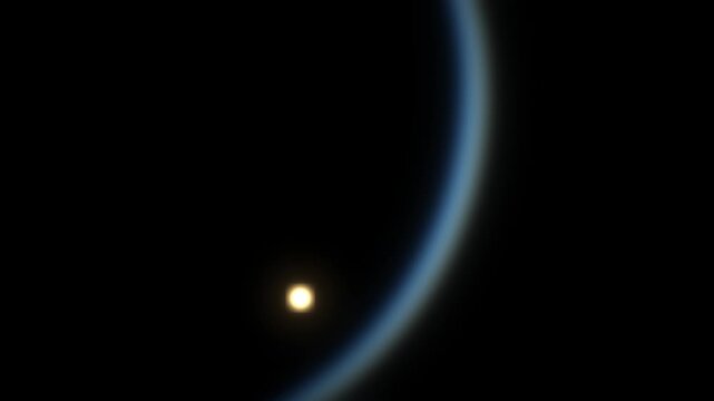 Seamless loop of glowing blue and orange light rings expanding outward from small bright points on a black background, overlapping like shockwaves with soft chromatic edges as they grow