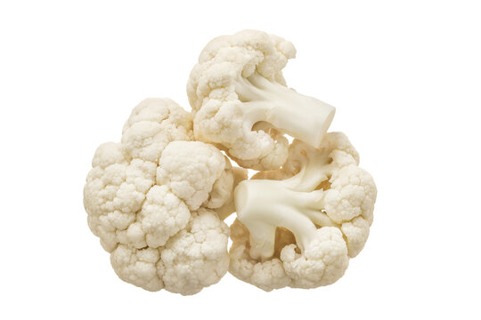 Fresh pieces of cauliflower isolated on white background