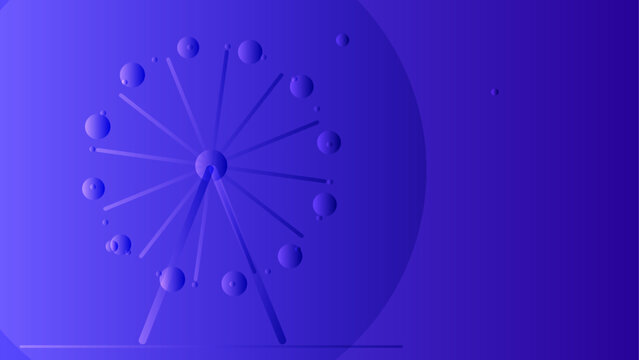 Minimalist Ferris Wheel Graphic Illustration Featuring Abstract Geometric Shapes and Soft Gradient Blue Tones for Modern Creative Design