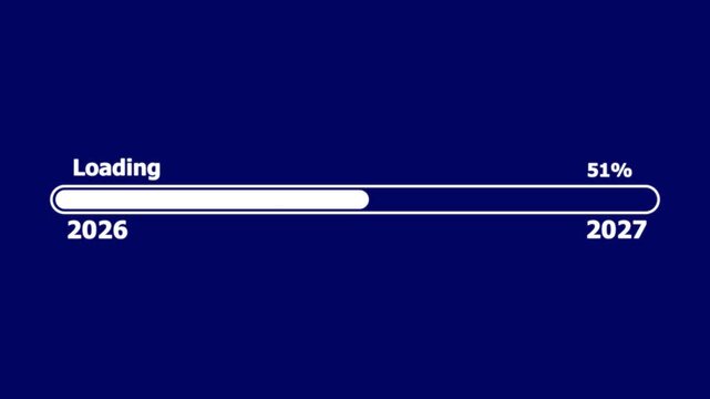 Welcoming the happy new year 2027. 4k Loading Animation with Rotating Bars Progress Indicator motion. Buffering symbol progress bar for new year 2027.4k motion graphics video with alpha chanle.