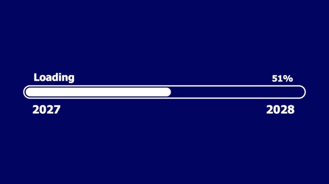 Welcoming the happy new year 2028. 4k Loading Animation with Rotating Bars Progress Indicator motion. Buffering symbol progress bar for new year 2028.4k animation motion graphics video.