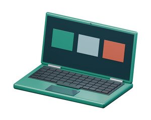 Jade Green Ultrabook Laptop 3D Technology Icon - Right Angle © SimgeN